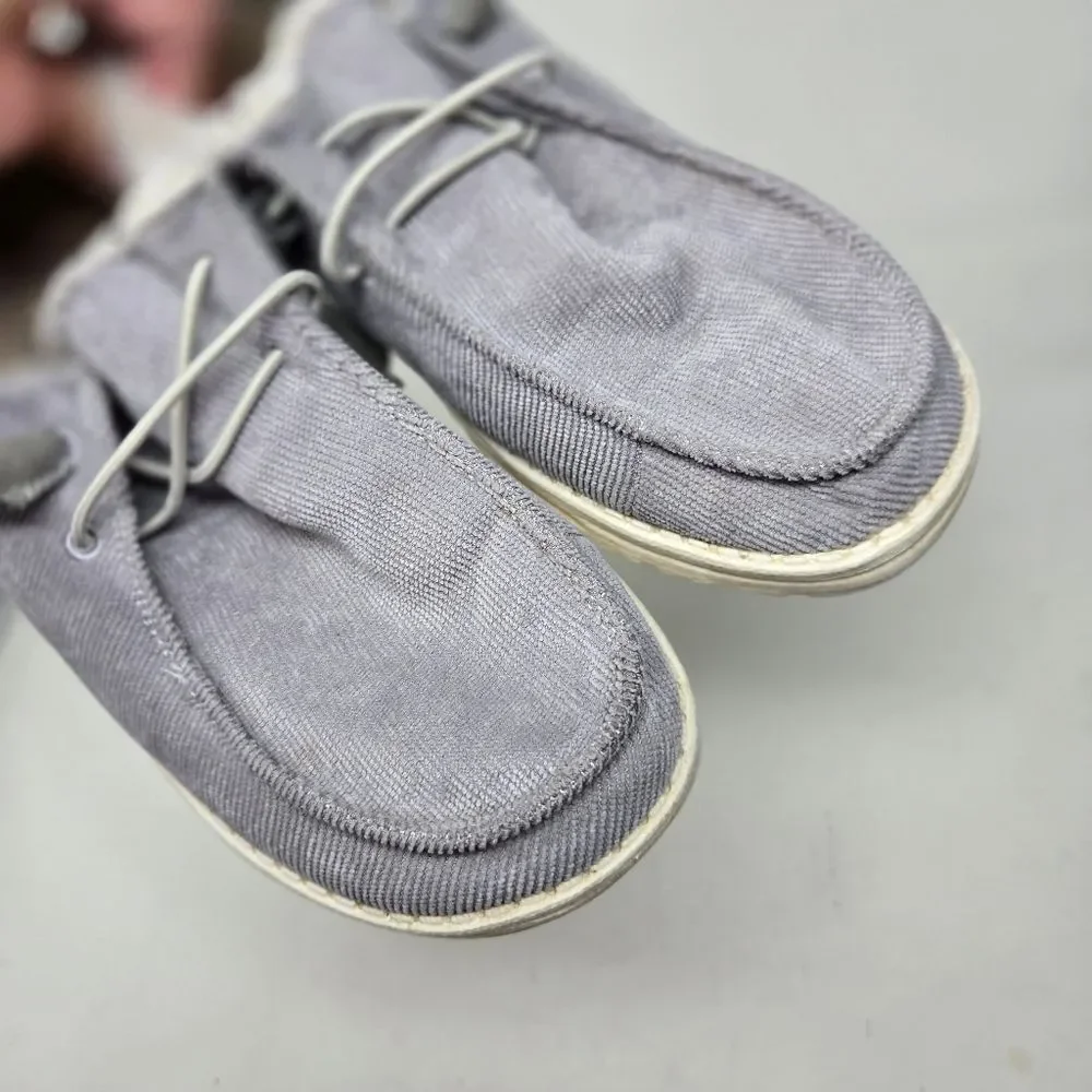 HEY DUDE Wendy‎ Corduroy Gray Slip On Loafers Shoes Women’s Size 9 Lined